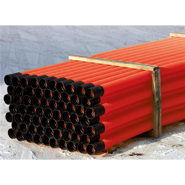 Gaine TPC annelée rouge D160 barre de 6 mètres