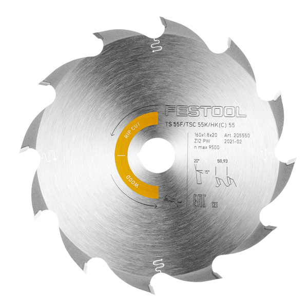 Lame scie circulaire Festool Wood Rip Cut Ø160 x 1.8 x 20 mm - 12 dents