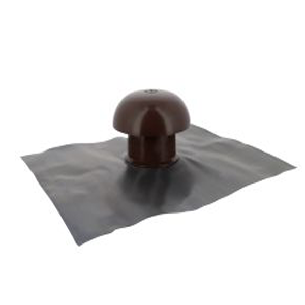 Chapeau de ventilation avec collerette d'étanchéité - diamètre 80 mm - marron