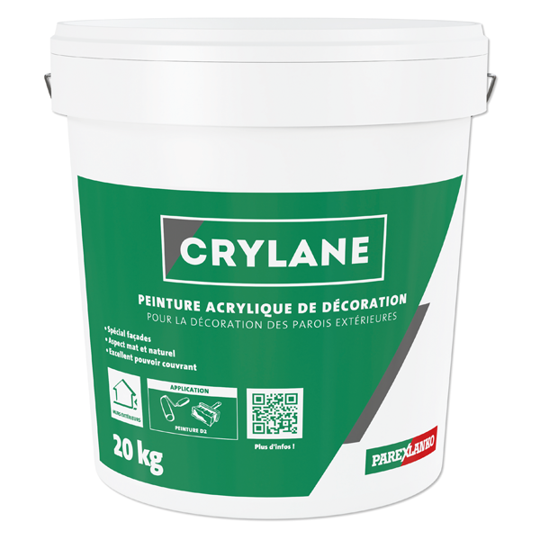 Peinture organique - acrylique mate CRYLANE Parex - T80 Beige - Seau de 20 KG
