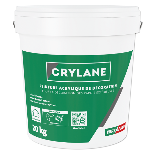 Peinture organique - acrylique mate CRYLANE Parex - G20 Blanc cassé - Seau de 20 KG
