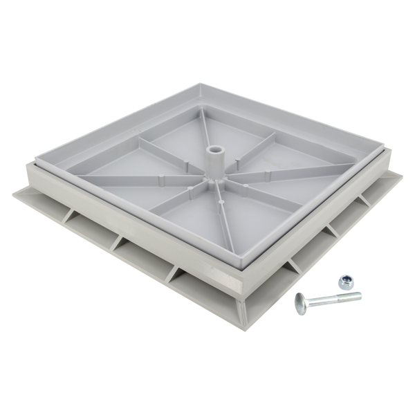 Cadre et coffrage à sceller pour regard de 300 x 300 mm (sans joint) - Gris clair