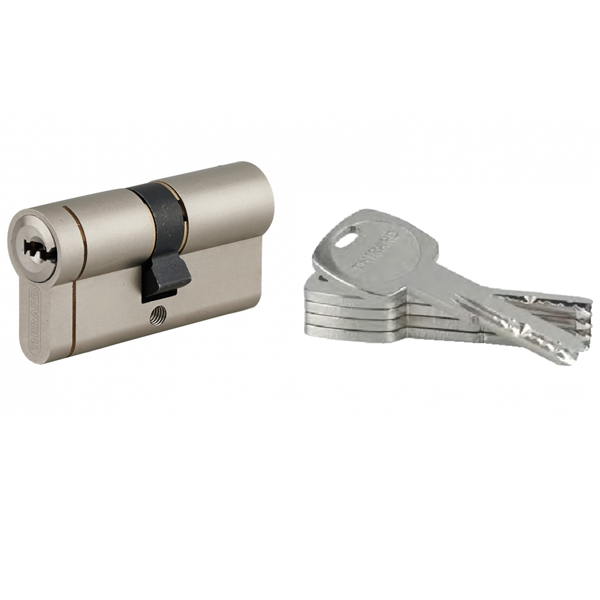 Cylindre haute sûreté Thirard Transit 1 - profil européen - nickel velours - 5 clés variées - 40 x 40 mm