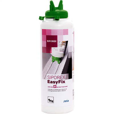 Colle prête à l'emploi pour cloisons et aménagements en béton cellulaire - EasyFix Siporex -bouteille de 1 kg