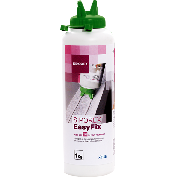 Colle prête à l'emploi pour cloisons et aménagements en béton cellulaire - EasyFix Siporex -bouteille de 1 kg