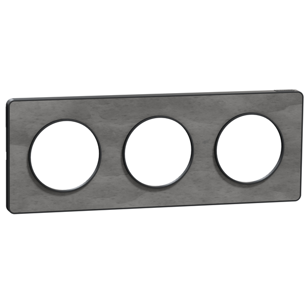 Plaque de finition triple Schneider Odace Touch pour 3 postes encastrés - ardoise liseré anthracite