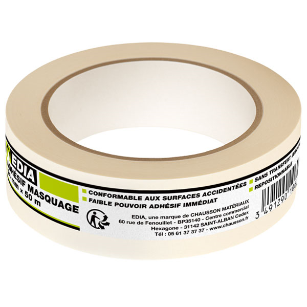 Ruban adhésif de masquage avant peinture - Edia - 24 mm x 50,00 m