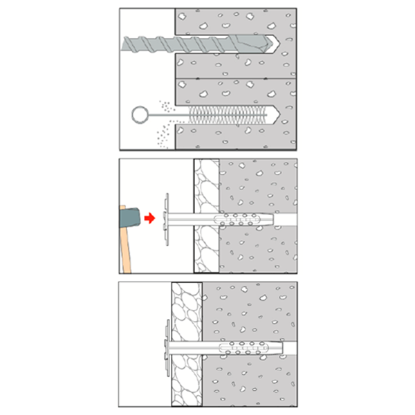 Cheville à frapper Métal-Iso L80 mm - Isolant souple et rigide d'épaisseur 30 mm - Boîte de 250