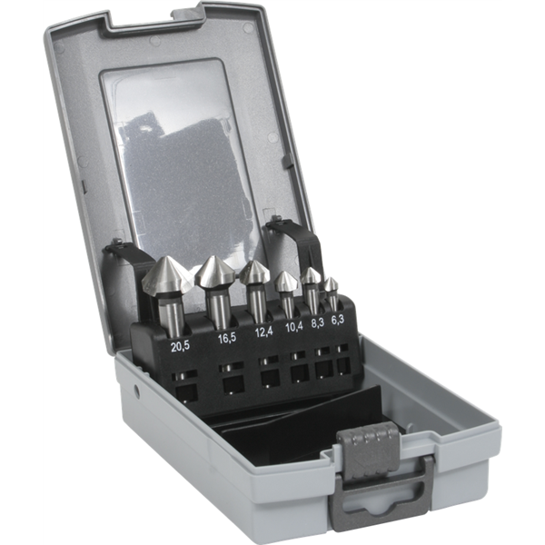 Coffret de 6 fraises coniques HSS 3 dents 2575