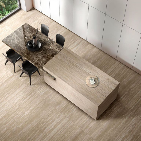 Carrelage sol intérieur effet pierre en grès cérame - Realstone Travertino Vein - 120,0 CM x 60,0 CM - ép. 9,00 MM - Beige