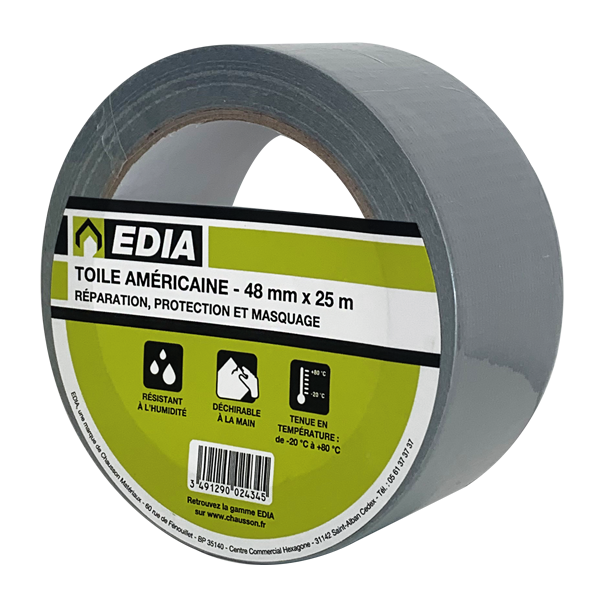 Ruban adhésif toile américaine multi-usages Edia 48 mm x 25 mètres