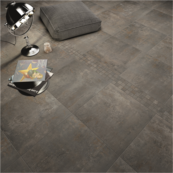 Carrelage sol intérieur effet métal - Atelier - Acier - 45 CM x 45.5 CM - ép. 8 MM