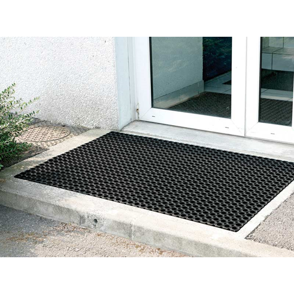 Tapis caillebotis IDS en caoutchouc noir 100 x 150 cm épaisseur 23 mm
