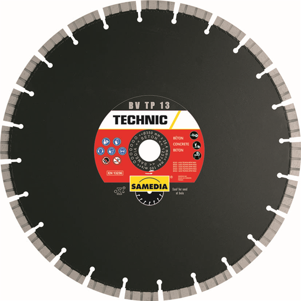 DISQUE DIAMANT TECHNIC BV TP 13  Ø350 AL 25,4. SAS HAUTEUR DE SEGMENT 13 MM.