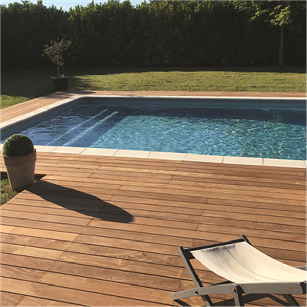 Lame de terrasse striée en bois exotique Cumaru KD classe 4 - 300 CM x 14,5 CM - ép. 21 MM