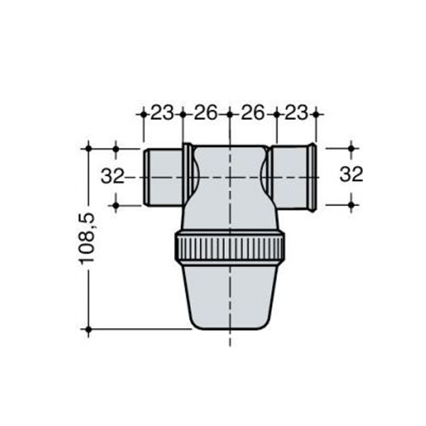 Siphon de lavabo à coller avec entrée horizontale - Nicoll - Diamètre 32 mm - Garde d'eau 50 mm - PVC-C Gris