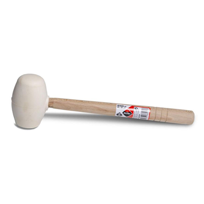Maillet de carreleur en caoutchouc - Rubi - Faces plane et sphérique - Blanc - 250 grammes