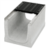 Caniveau en béton D400 BIRCOsir largeur 420,0 mm avec feuillures acier galvanisé et grille fonte triple fentes D400 PMR - 1000 mm