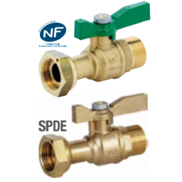 Vanne compteur droite Male NF DN15