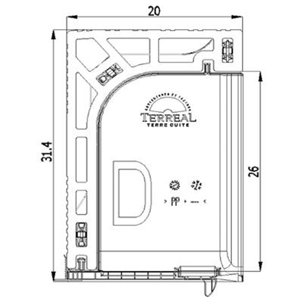 Linteau monobloc L pour volet roulant - H.314 MM Ép.200 MM L.1200 MM