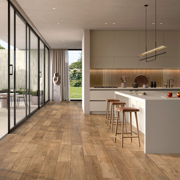 Carrelage intérieur effet bois en grès cérame émaillé - Nodis - 120 x 20 cm - ép. 9 mm - Natural