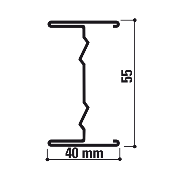 Profilé en I d'ossature métallique Rockfon pour plafond suspendu longue portée - 40,0 MM x 55 MM - 5,00 M
