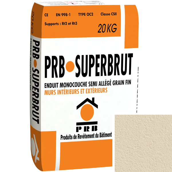 Enduit monocouche semi-allégé à grain fin PRB Superbrut type OC2 - Corinthe - sac de 20 kg