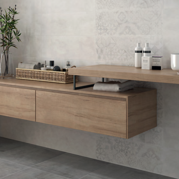 Faïence murale effet béton Edilis Mild Décor Patchwork - 20,0 CM x 60,0 CM - ép. 9,40 MM