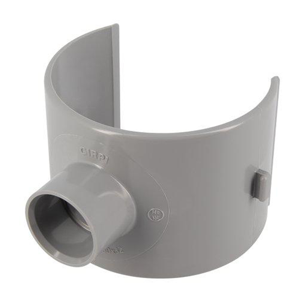 Selle à 90° Nicoll SL103 pour extension du réseau d'eaux usées et vannes - PVC gris - diamètre 100 et 32 mm