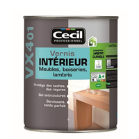 Vernis bois intérieur VX401 Cecil - Meubles boiseries lambris - Incolore Mat - Pot 1L