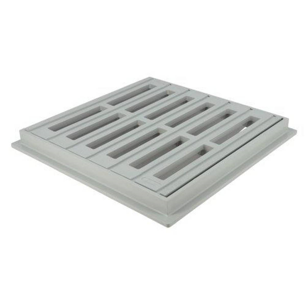 Grille avec cadre pour collecte des eaux de ruissellement - Nicoll - Gris clair - 250 x 250 mm