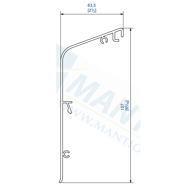 Bandeau en aluminium simple voie longueur 3.0 mètres