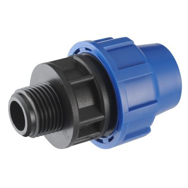 Raccord mâle plastique pour tuyau polyéthylène diamètre 25 mm - filetage 3/4" (20x27)