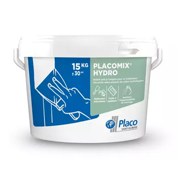 Enduit à joint hydrofugé prêt à l'emploi - Placomix Hydro - pot de 15 KG