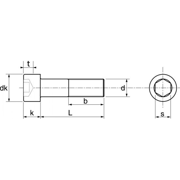 Vis à métaux tête cylindrique Six Pans creux Inox A2 DIN 912 ISO 4762 M8X20 filetage total - boîte de 100