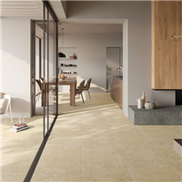 Carrelage intérieur effet travertin en grès cérame rectifié - Merhaba - 60 x 60 cm - ép. 9 mm - Beige