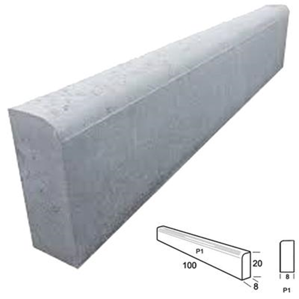 Bordure de parking en béton - profil P1 - 20 CM x 8 CM - longueur 1,00 M