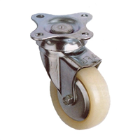 Roulette en plastique blanc à platine pivotante en acier zingué - diamètre 32 mm - capacité de 25 kg