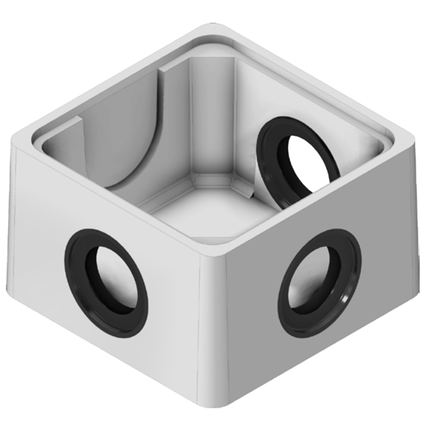 Boîte allégée pour eau pluviale Bepal en béton avec 3 joints souples - dimensions intérieures 25x25 CM