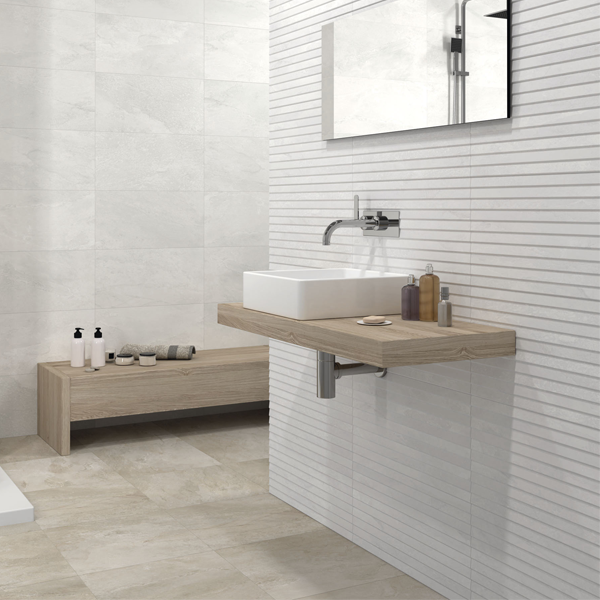 Faïence murale effet pierre à relief - Edilis Ruben - 60,0 CM x 30,0 CM - ép. 8,5 MM - Blanc