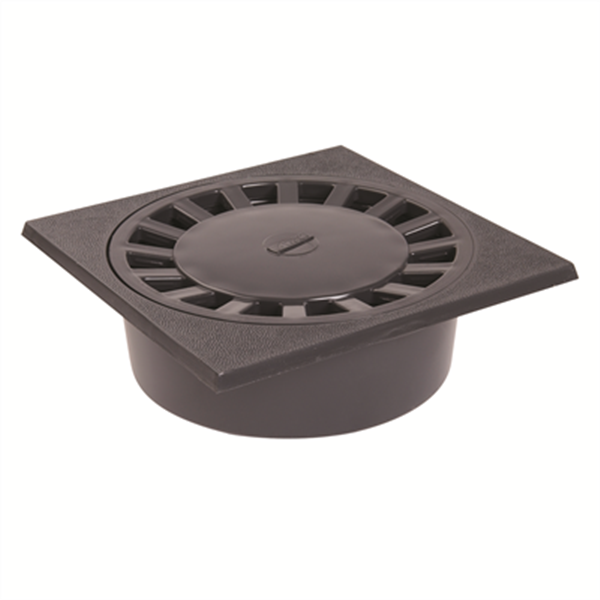 Siphon de cour carré pour recueillement ruissellement eau 25 x 25 cm - SC891 Nicoll - PVC anthracite