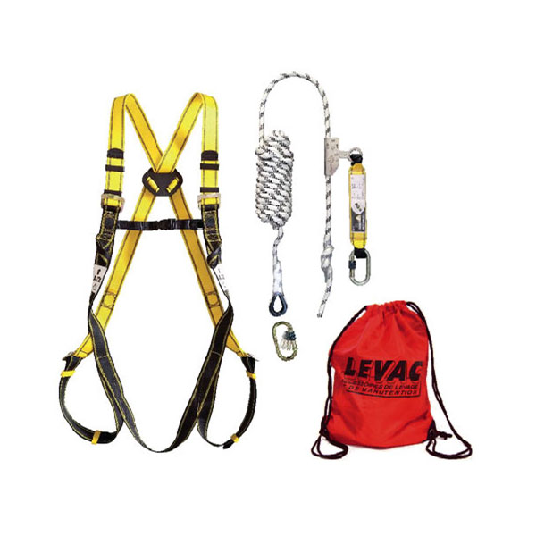 Kit harnais antichute comprenant 1 harnais 1 stop chute à corde 30 m 1 sac de transport