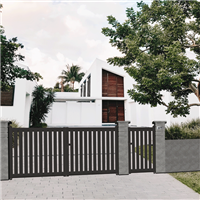 Portail aluminium sur mesure Obéron 80 CT 41 A - Battant ou coulissant - Lames verticales ajourées