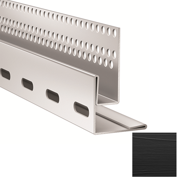 Profil de linteau et de départ pour bardage Hardie VL Plank en pose verticale - alu Noir minuit - longueur 3,00 M