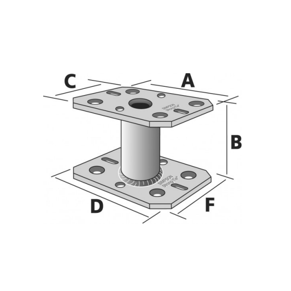 Petit pied de poteau hauteur 50 mm platines 90x70 mm