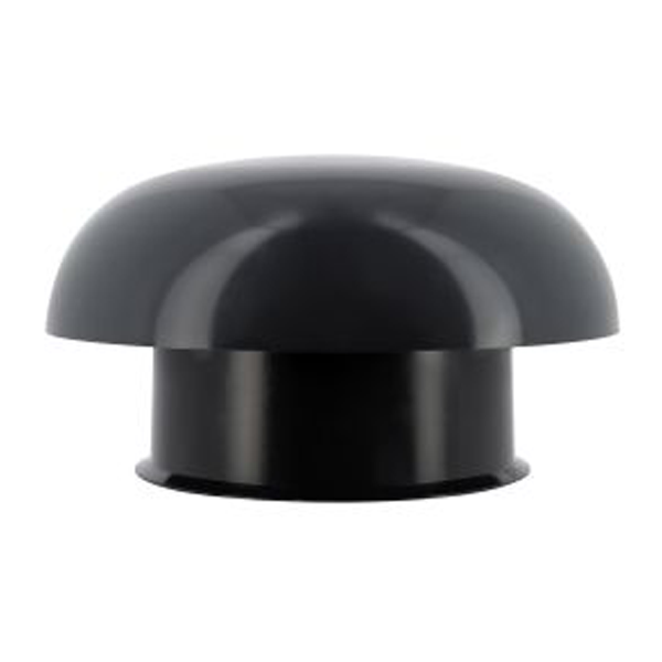 Chapeau de ventilation rond Nicoll - Diamètre 204 mm - Sortie 125 mm - Avec moustiquaire - PVC anti-UV - Anthracite