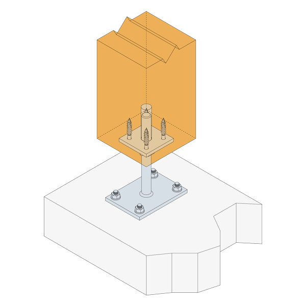 Pied de poteau réglable PPB80G-R Simpson Strong de 40 à 200 mm platine 80 x 80 mm