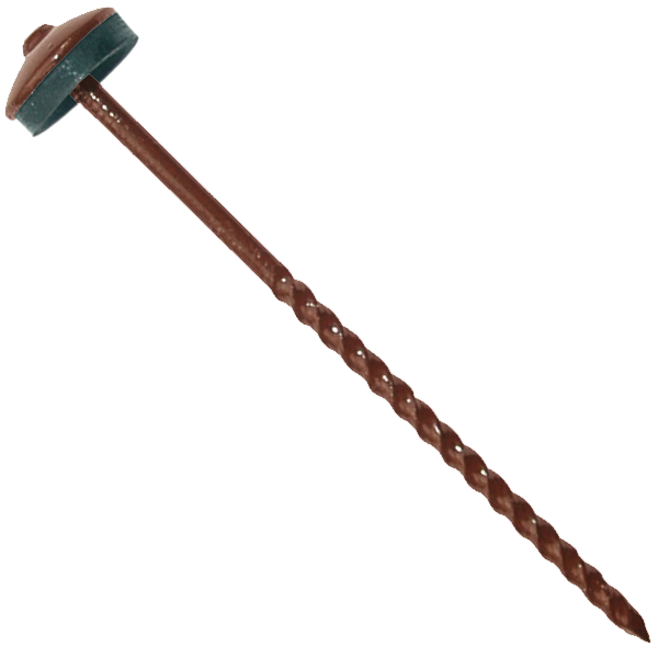 Clou faîtage torsadé tête parapluie de 20 mm - acier galvanisé - Brun cuivré RAL 8004 - 3,8 x 120 mm - 50 pièces