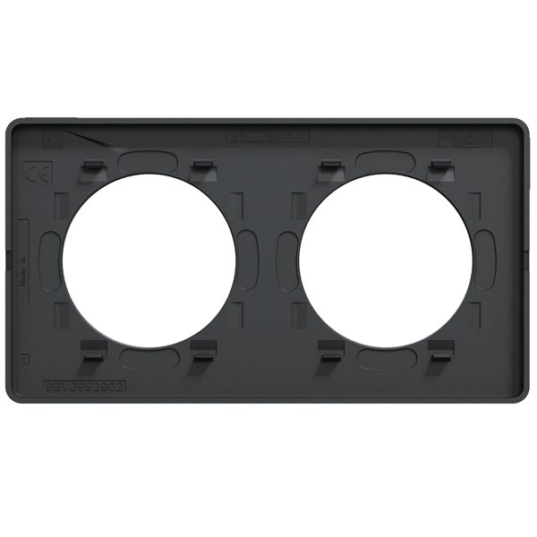 Plaque de finition double Schneider Odace Touch pour 2 postes encastrés - anthracite