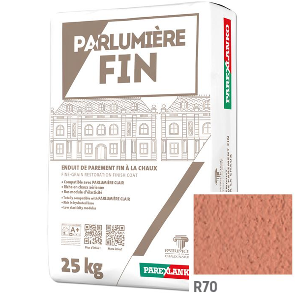 Enduit de parement à la chaux à grain fin Parexlanko Parlumière - R70 Brique rose - Sac de 25 KG